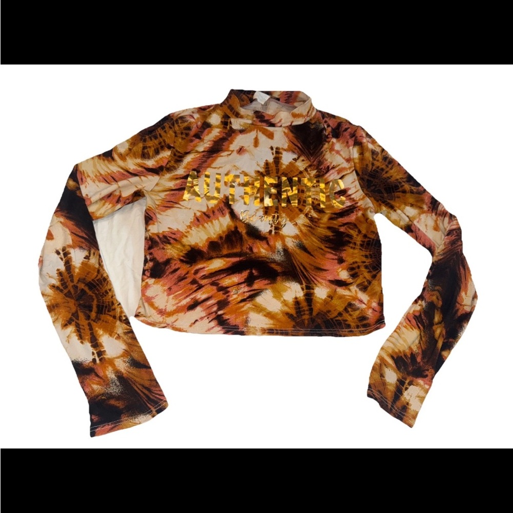 woman minette shirt AUTHENTIC BEAUTY Long Sleeve Crop Top Size Large